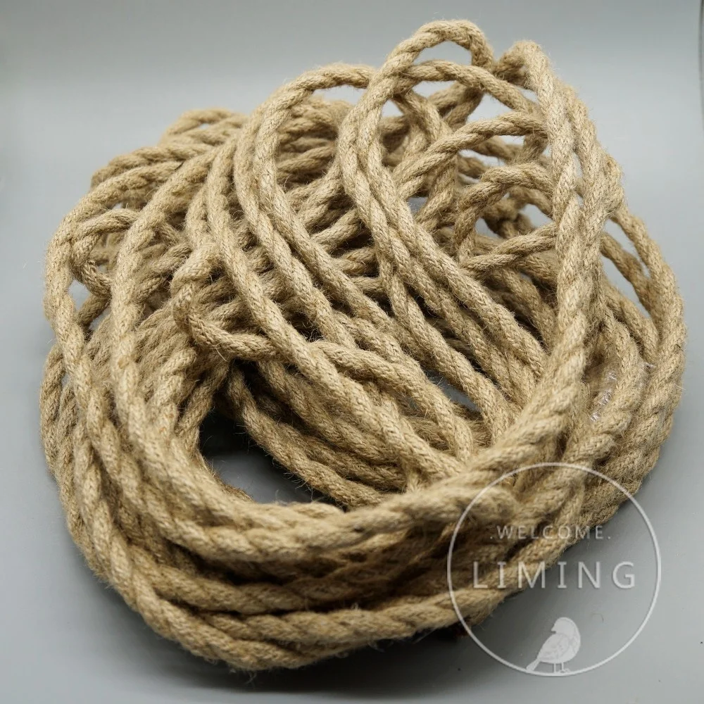 2*0.75MM Vintage Rope Woven Electrical Wire Twisted Cable Hemp Textile Electric Cord Pendant Lamp Wire Vintage Braided Fabric