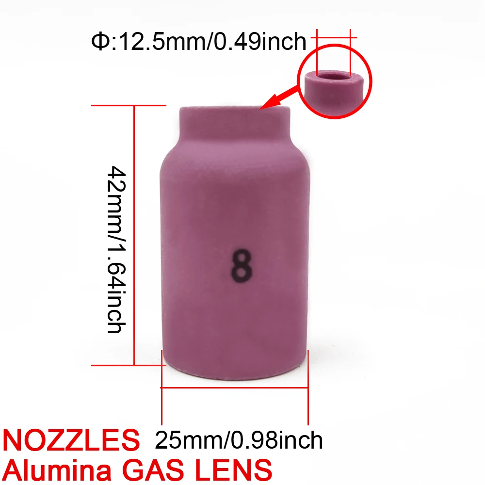 4Pcs TIG Welding Torch Consumable Medium Gas Lens Collet Bodies 54N14 #8 Ceramic Nozzles For TIG PTA DB SR WP17 WP18 WP26