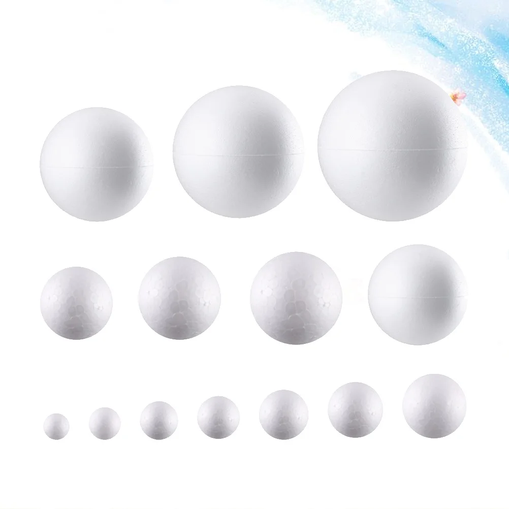 

200Pcs White Foam Ball Christmas Craft Material for Children DIY Ornament Decor Painting Activity Holiday Party Decoration Props