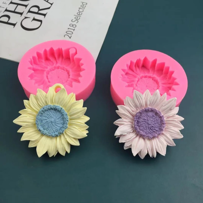 3D ดอกทานตะวันซิลิโคนแม่พิมพ์สบู่ยิปซั่มน้ํามันหอมระเหย DIY เบเกอรี่เครื่องมือพลาสเตอร์ตกแต่งบ้านดินเรซิ่นศิลปะหัตถกรรม