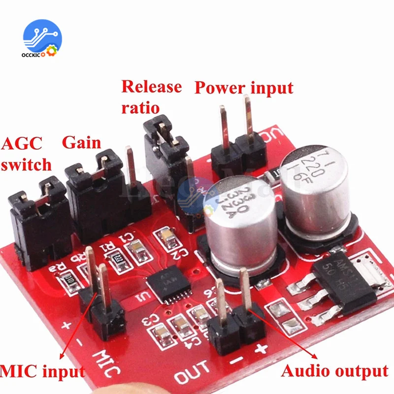 MAX9814 Electret Microphone Amplifier Board Module With AGC Function DC 3.6-12V