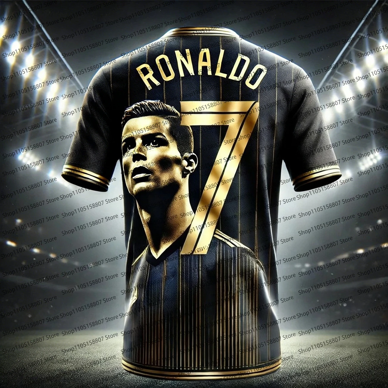 2026 الصيف الجديد كريستيانو رونالدو الذهب الأسود الطبعة التذكارية تي شيرت رياضي في الهواء الطلق التجفيف السريع من خلال جيرسي