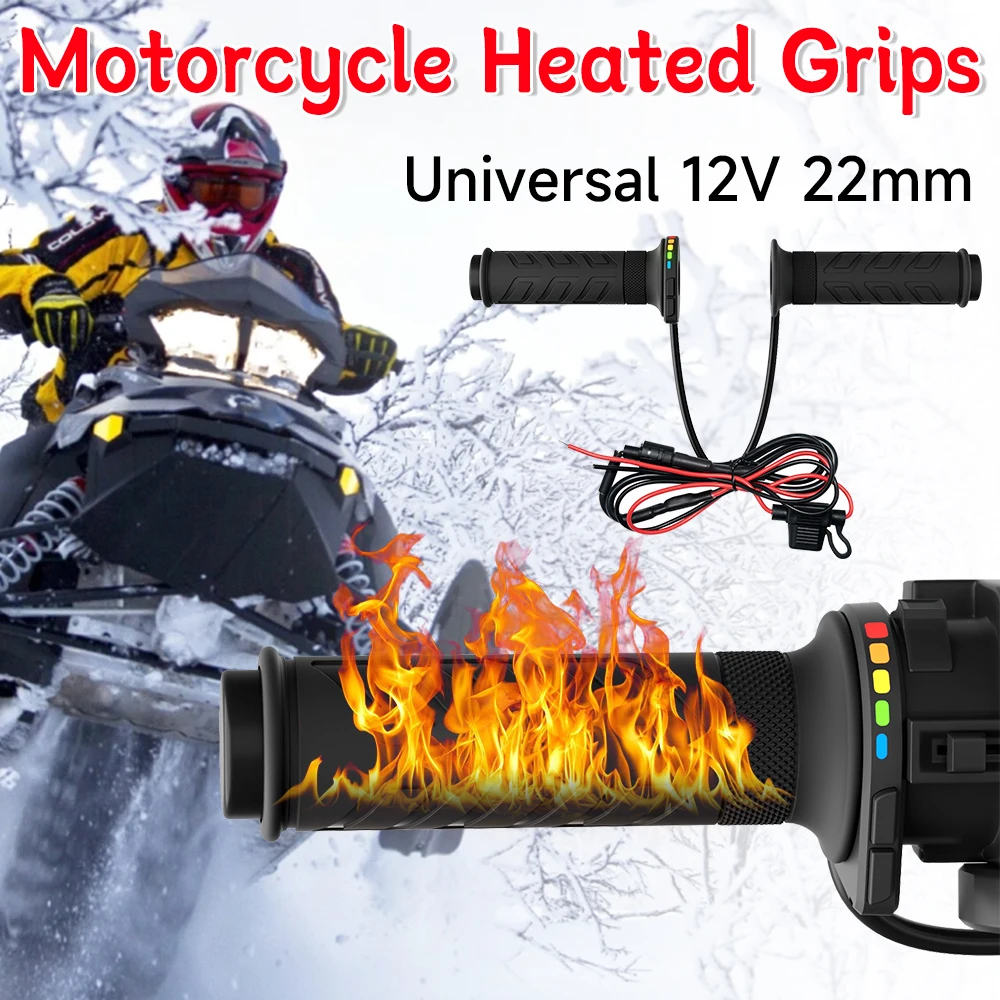 

Универсальные мотоциклетные ручки с подогревом 22 мм, литые ручки, 5-ступенчатые грелки с регулируемой температурой, горячий руль, ручки с подогревом