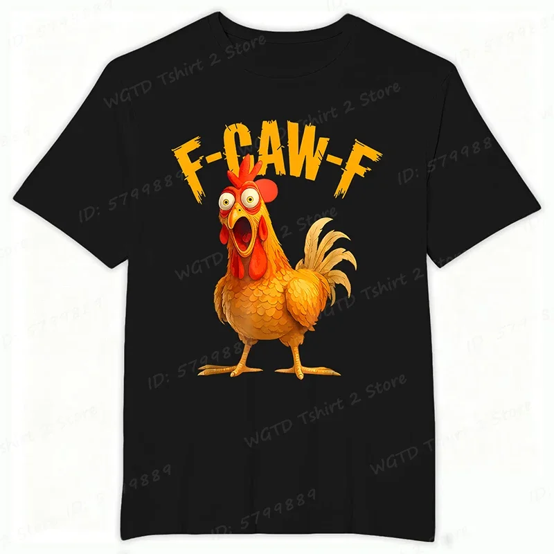 Funny F Caw F Chicken FCAWF Chicken T-Shirt Men Funny Humor Tee Shirt Crew Neck Short Sleeve T Shirts Gift Idea Clothes