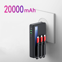 20000mAh Qi Wireles Power Bank With PD 18W Fast Charging Powerbank Wall Charger With Cables US EU Plug For iPhone Huawei Samsung