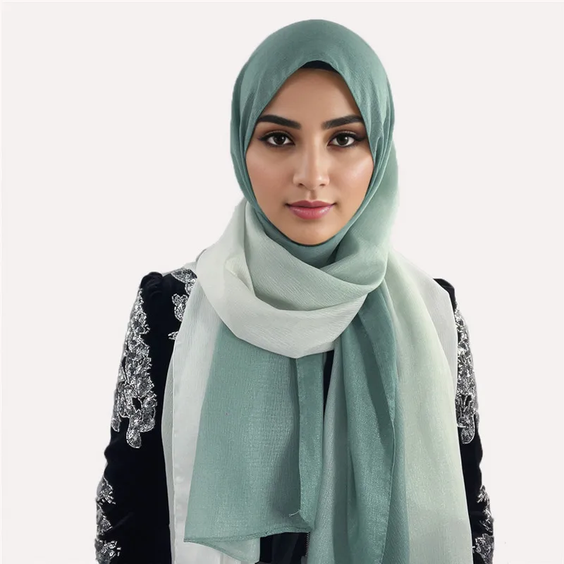 Autumn Winter Long Scarves Shawls Gradient Color Scarf Neckerchief Tudung Bawal Headscarf Head Wraps Muslim Hijabs Moslem Hijab