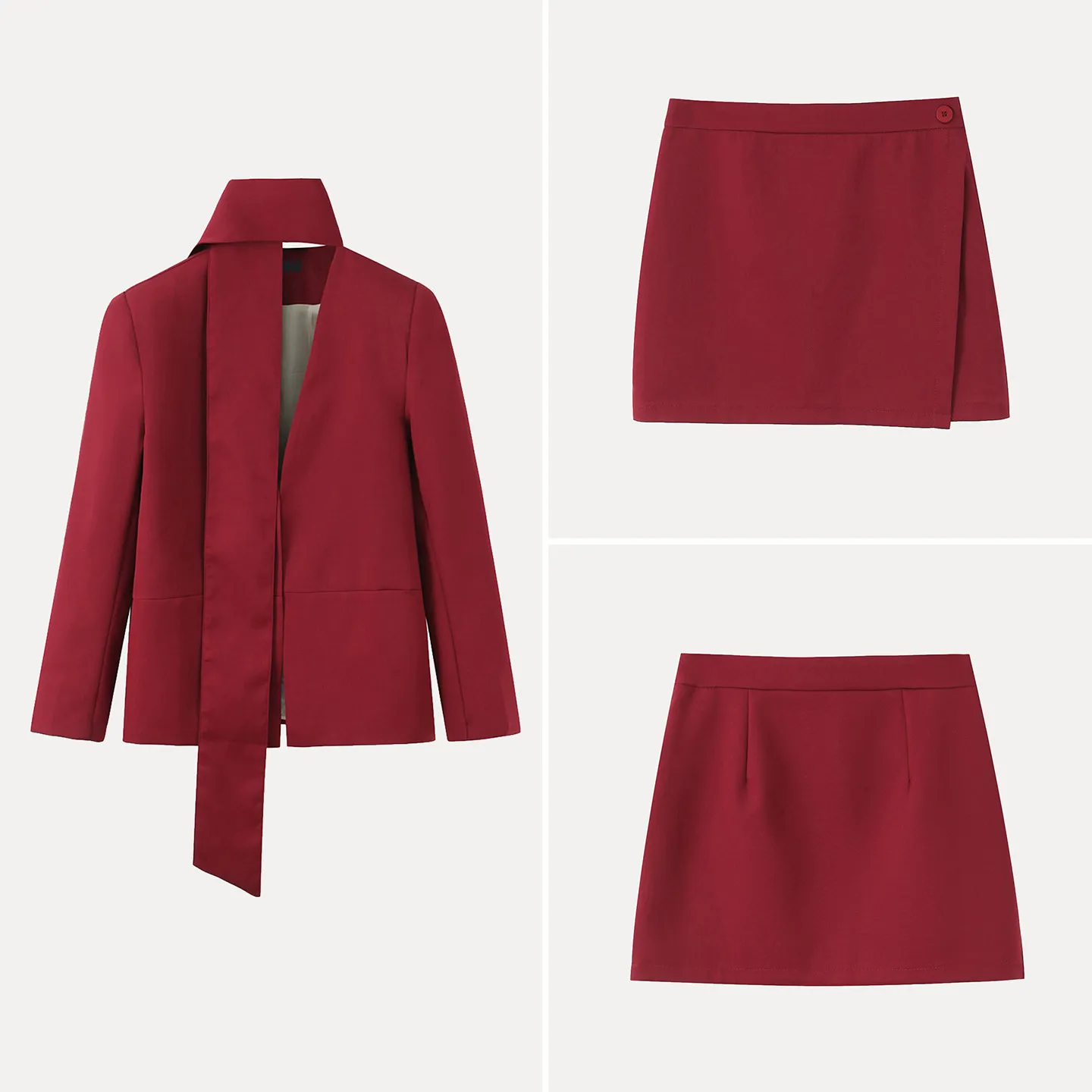 

Зимний женский модный костюм 2025: юбка с высокой талией и поясом, лонгслив с высоким воротником, повседневный комплект в западном стиле для женщин