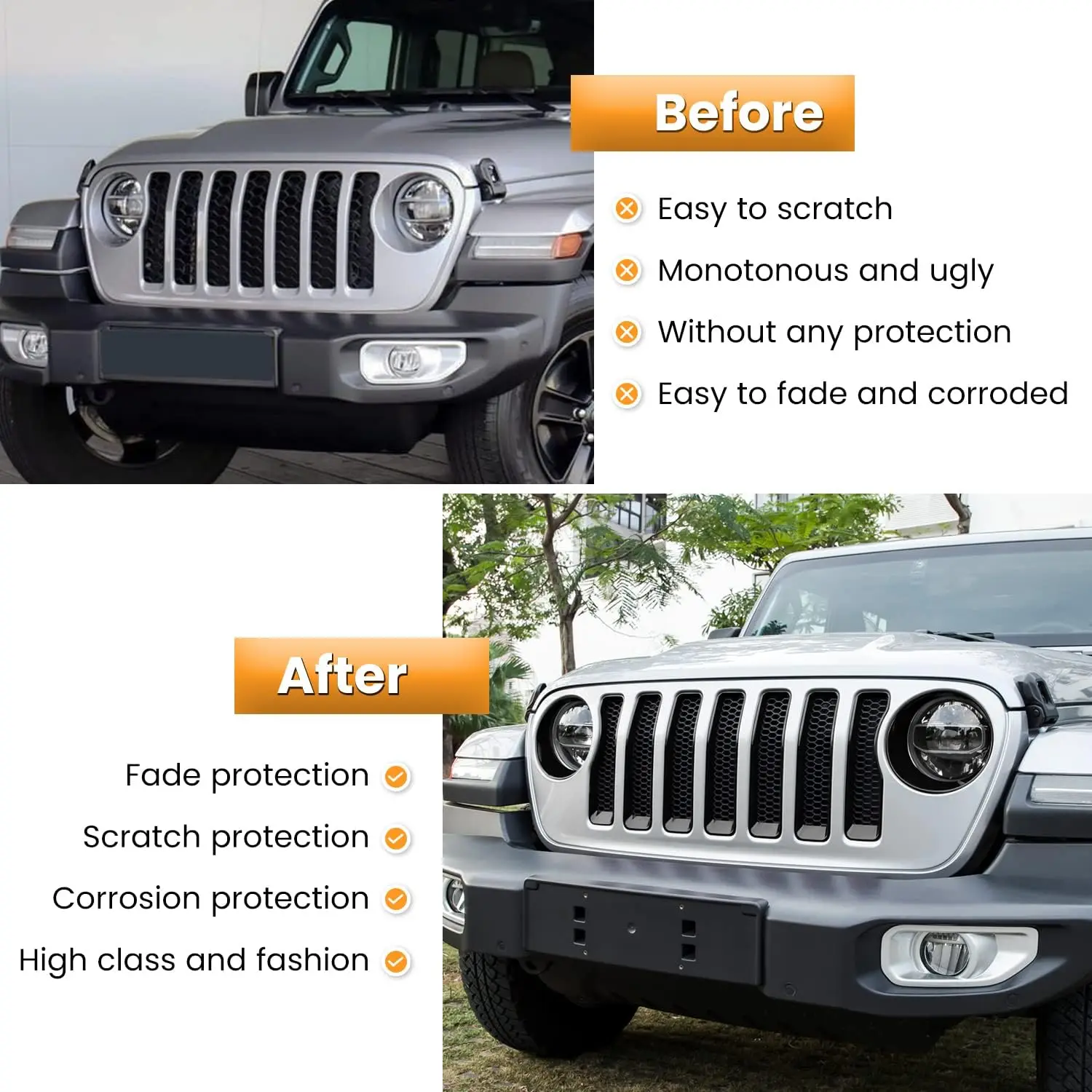 For Jeep Wrangler JL JLU 2018-2022 Mesh Front Grille Grill Insert Headlight Light Cover Trim Black 1set Exterior Accessories
