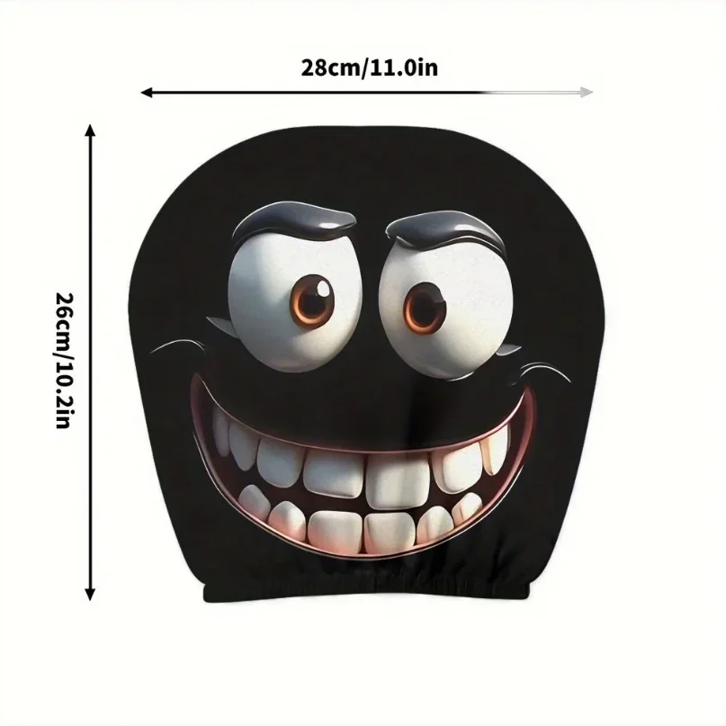 2pcs Smiley Face Car Pillow Covers, Soft Washable Headrest Covers, No Deformation 6