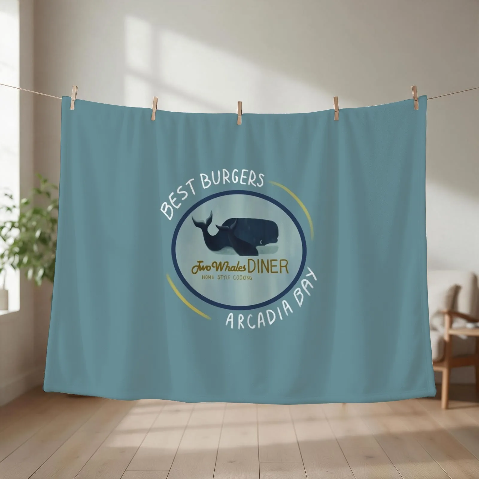 Two Whales Diner Tee (lighter) Throw Blanket Picnic For Sofa Thin Furry Moving Blankets