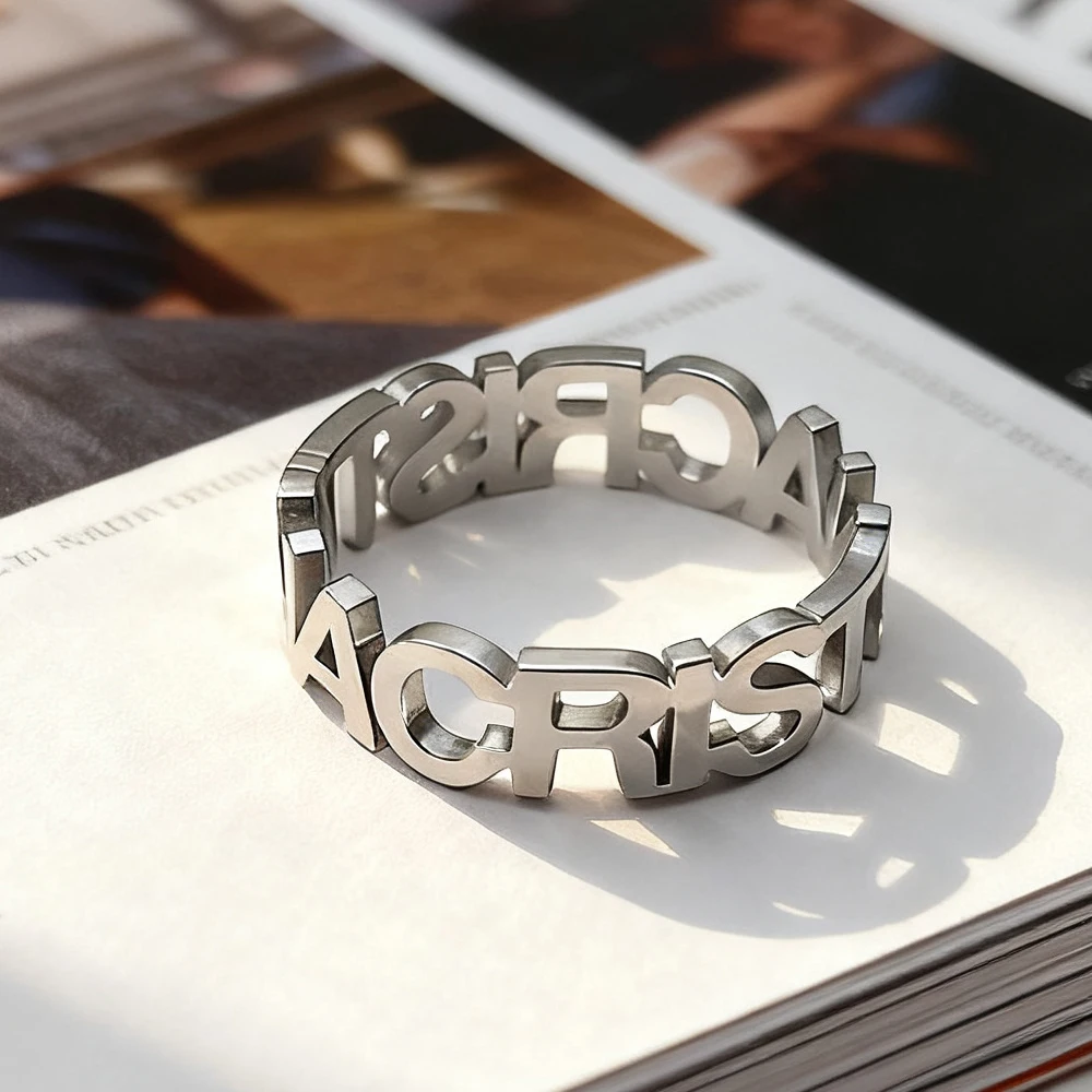 Personalized Stainless Steel Rings Initial Ring Women Men Double Name Ring Engagement Wedding Couple Gift Hotwife Jewelry
