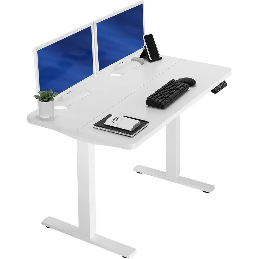White 43 x 24 Electric Standing Desk with Memory Height Adjustment, Holds 220 lbs, White Top