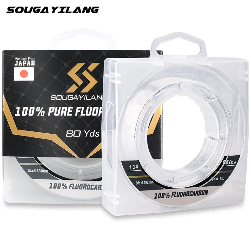 Sougayilang 80Yds Fluorocarbon Coating Fishing Line Monofilament Fishing Line Leader Sinking Line 0.14-0.81mm Japan Fishing Line