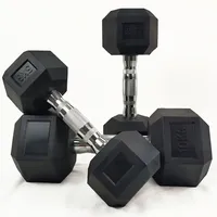Upgrade Upgrade Upgrade Dumbbells Hexagonal With Rubber And Iron Electroplating Dumbbells Muscle-Building Training Gym Equipment