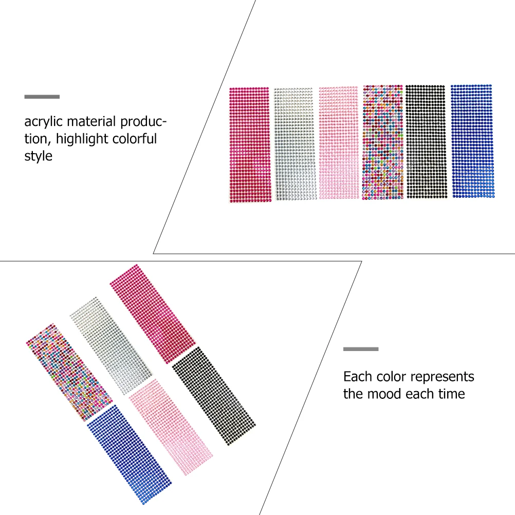 

6 Sheets Car Sticker Hand Account Delicate Face Gems Diamond Decorative Scrapbook Stickers Nail for Art