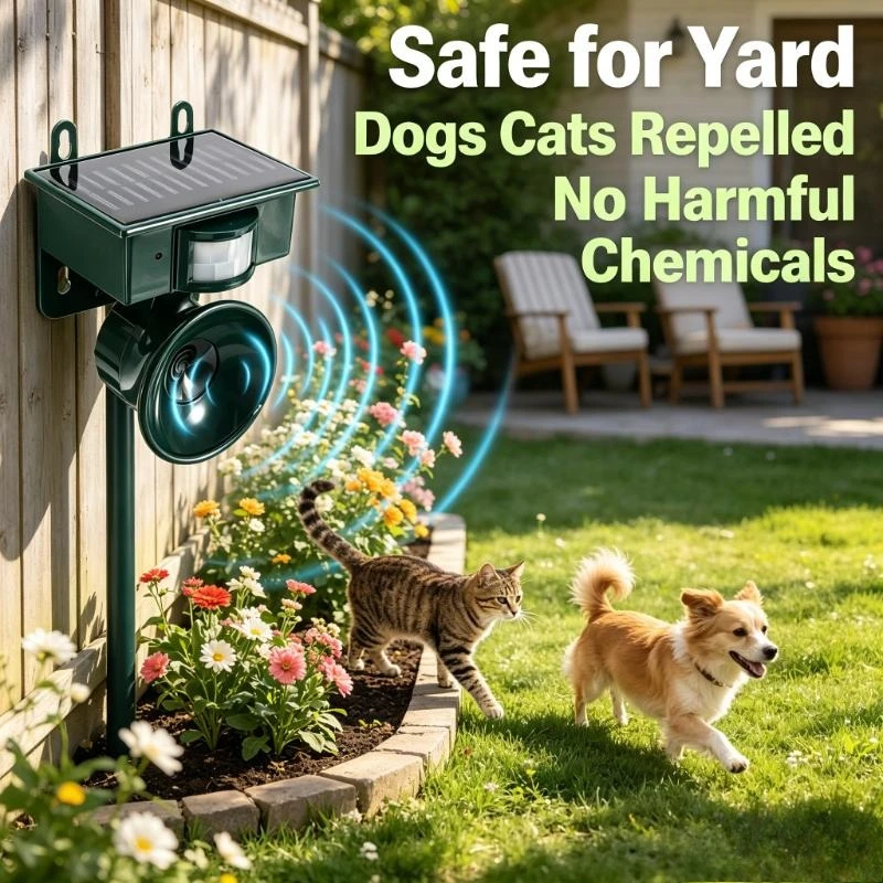 2026 NEW Solar Powered Ultrasonic Repellent Outdoor, Bird Deer Cat Dog Mouse Animal Pest Control Deterrent Device