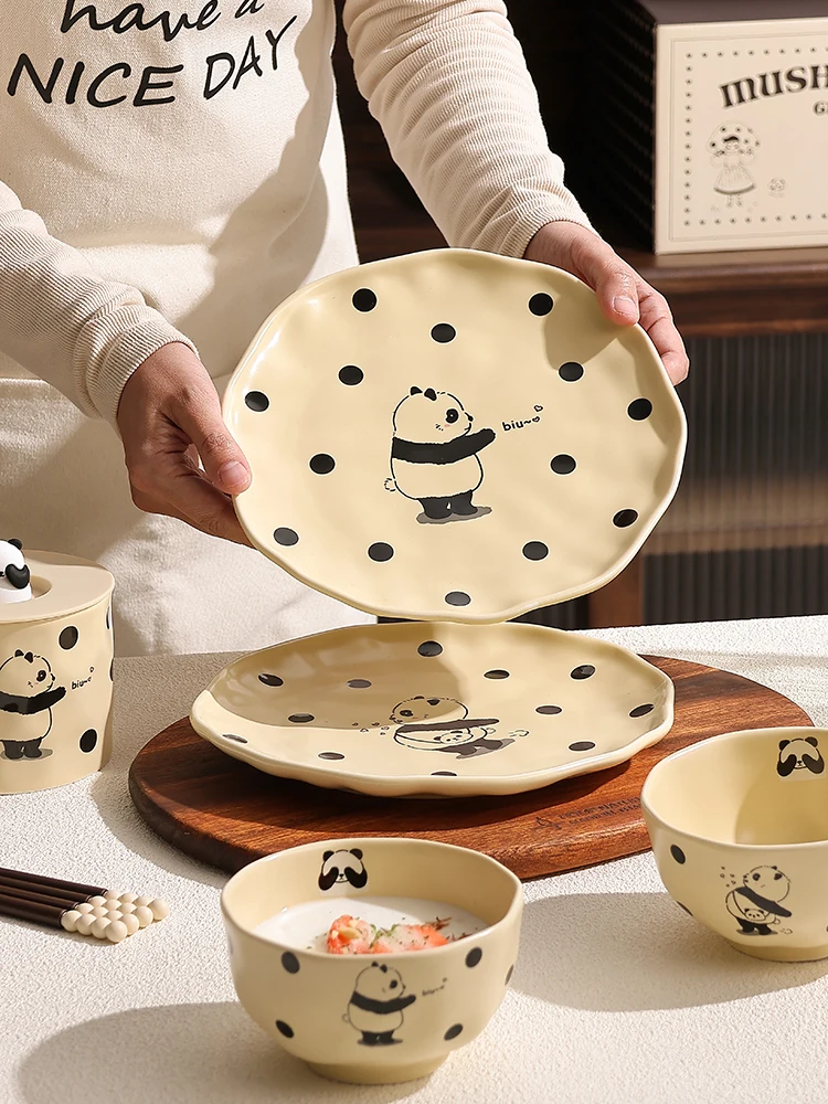 Cute Panda Ceramic Plate Cup and Bowl Set: The Perfect Blend of Function, Charm, and Daily Practicality