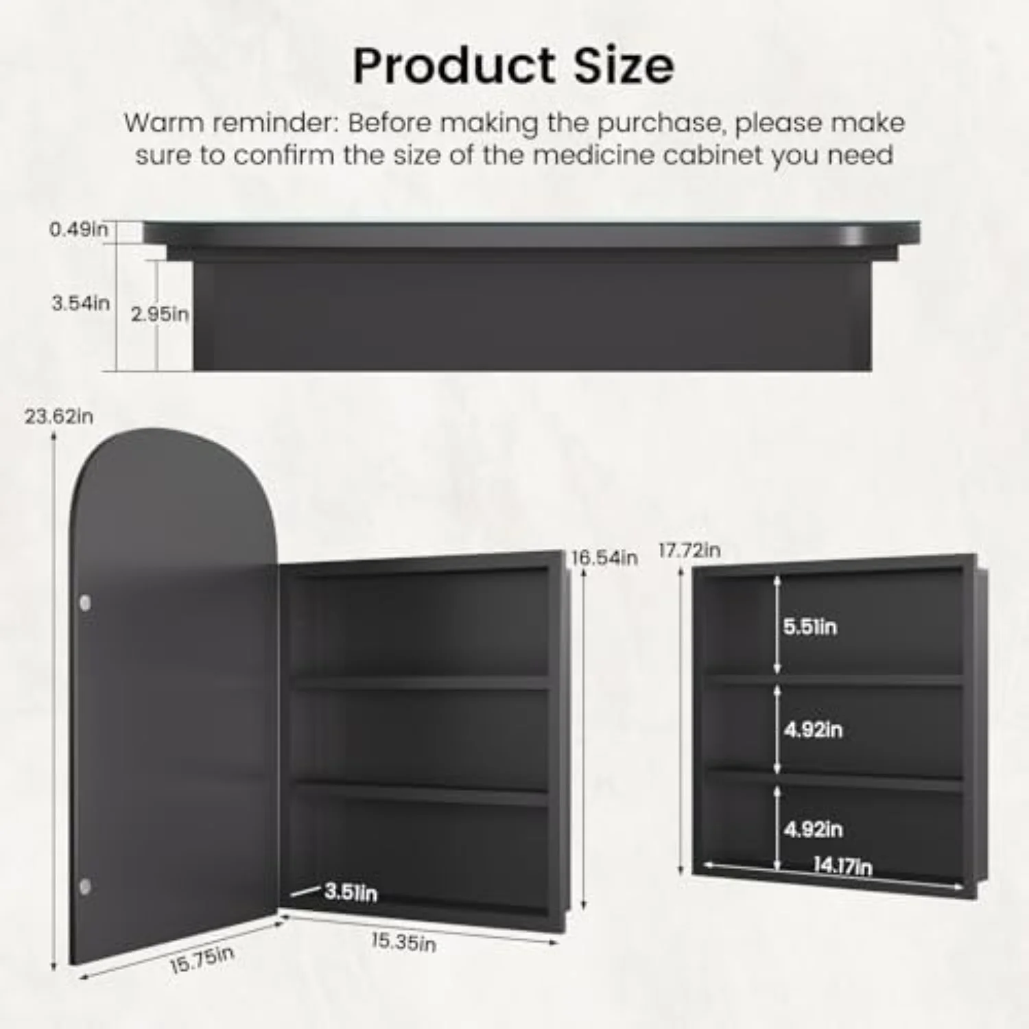 16x24インチのアーチ型浴室薬棚ミラー収納 |   簡単設 - Bathroom Cabinet Mirror のレビューと価格