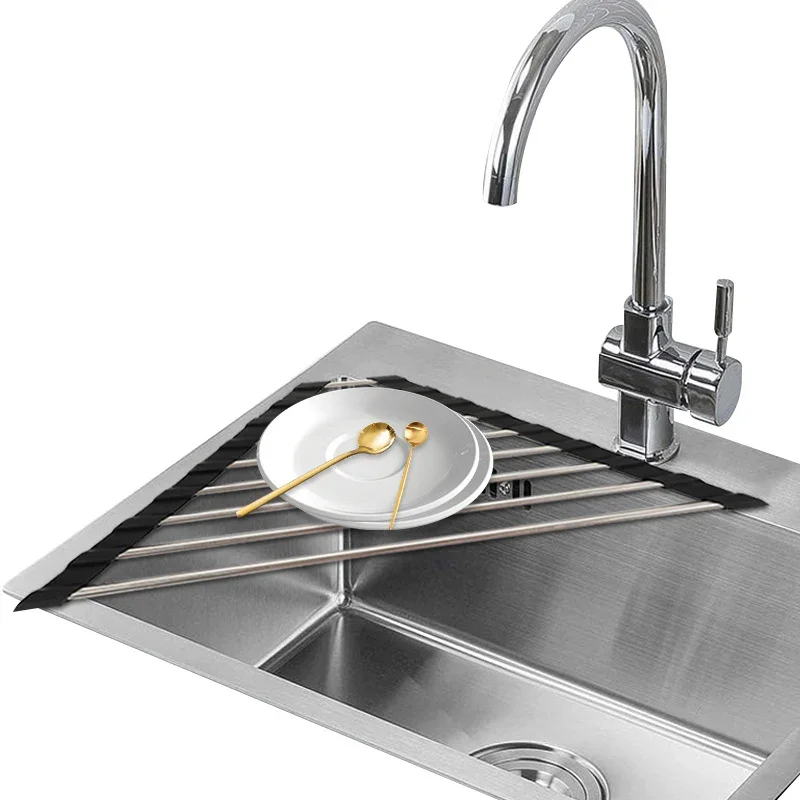 

Kitchen Sink Water Filter Rack Foldable Triangular Sink Storage Rack Drain Rack Stainless Steel Storage For Bowls And Chopsticks