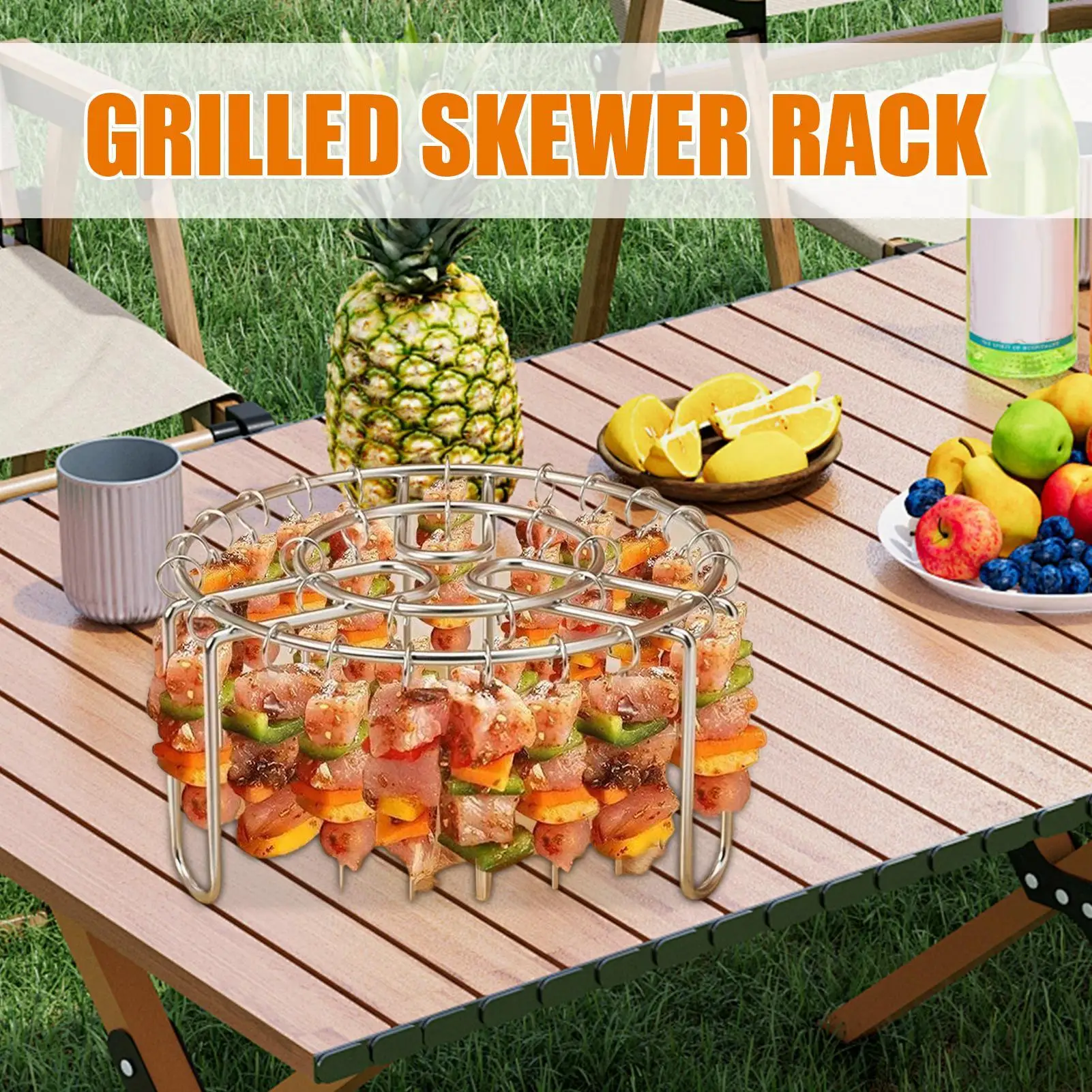 Stainless Steel Air Fryer Rack Vertical Skewer Non Flipes Vertical Home Barbecue Skewer Rack For Frying Baking Steaming Cooking