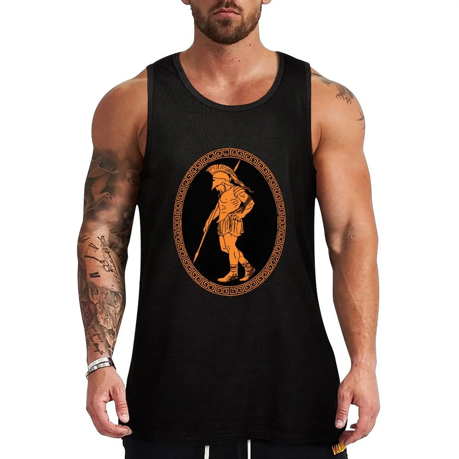 Greek soldier - black Tank Top Summer Casual Sleeveless Top Loose Fit Tank Shirt