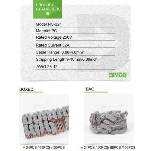 Imagen 2 del producto Conector de Cable a tope Multiplex DIY GO, bloque de terminales de Cable eléctrico compacto, conectores de cableado para el hogar, caja de conexiones