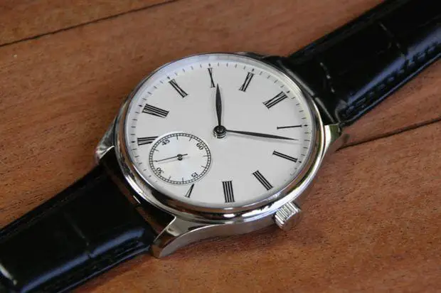 Vakuy Manual Winding Men Watch, Seagull ST3621 Jones‑Sword Regulator, Roman Numeral Dial, Genuine Leather, Pocket‑Watch Modified