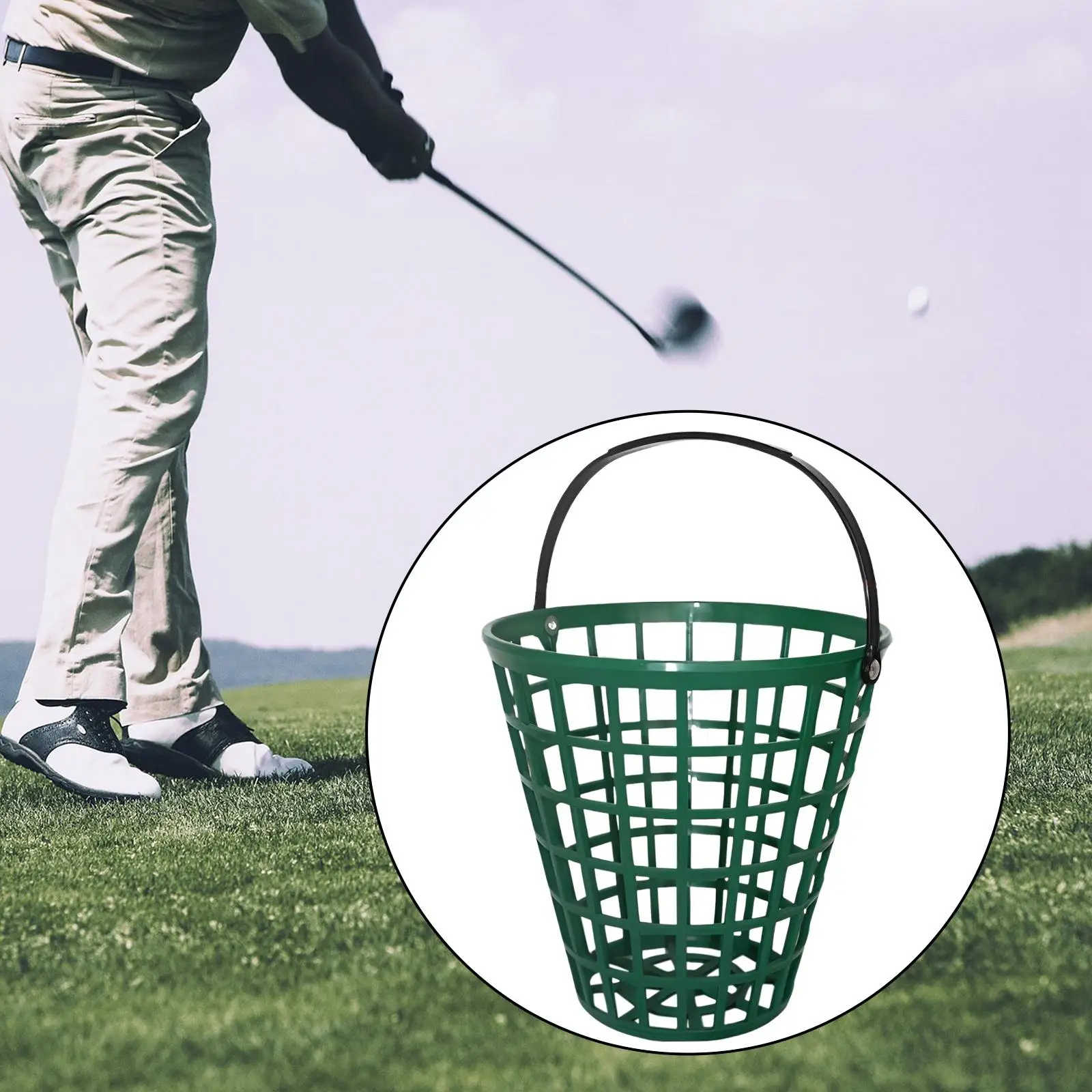 Golf Ball Basket Carrier Training Display Golf Cart Accessories Outdoor Sports Golf Ball Holder with Handle Golf Range Bucket