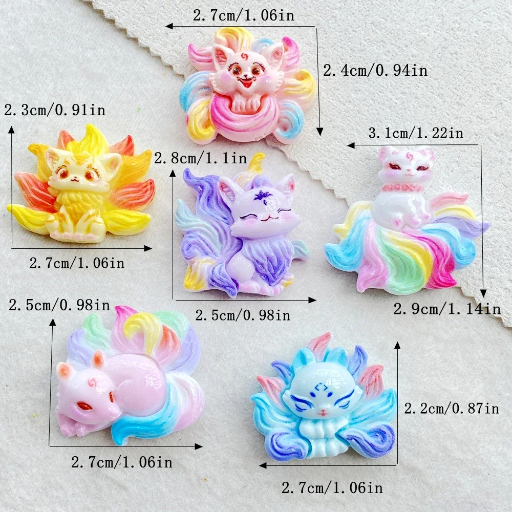 10PCS Resin Cute Cartoon Rainbow Colored Kitten Figurine Flatback Stone Animals Scrapbook DIY Jewelry Decor Crafts Accessories