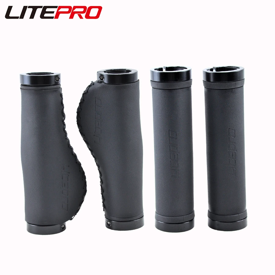 Litepro Mountain Bike Leather PU Grips 22.2mm Handlebar Soft Shock Dual Locking Bicycle 132mm Long Grip For brompton
