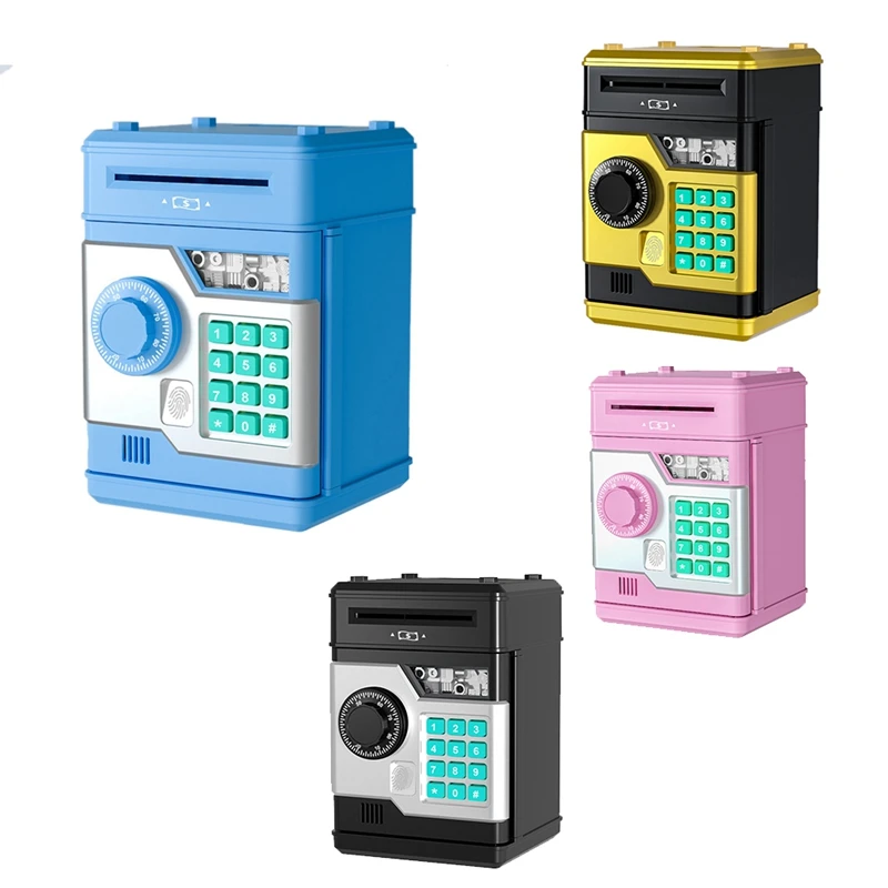 Cofrinho eletrônico completo com senha atm, caixa de dinheiro segura com impressão digital inteligente, banco automático para crianças, presente, caixa de dinheiro