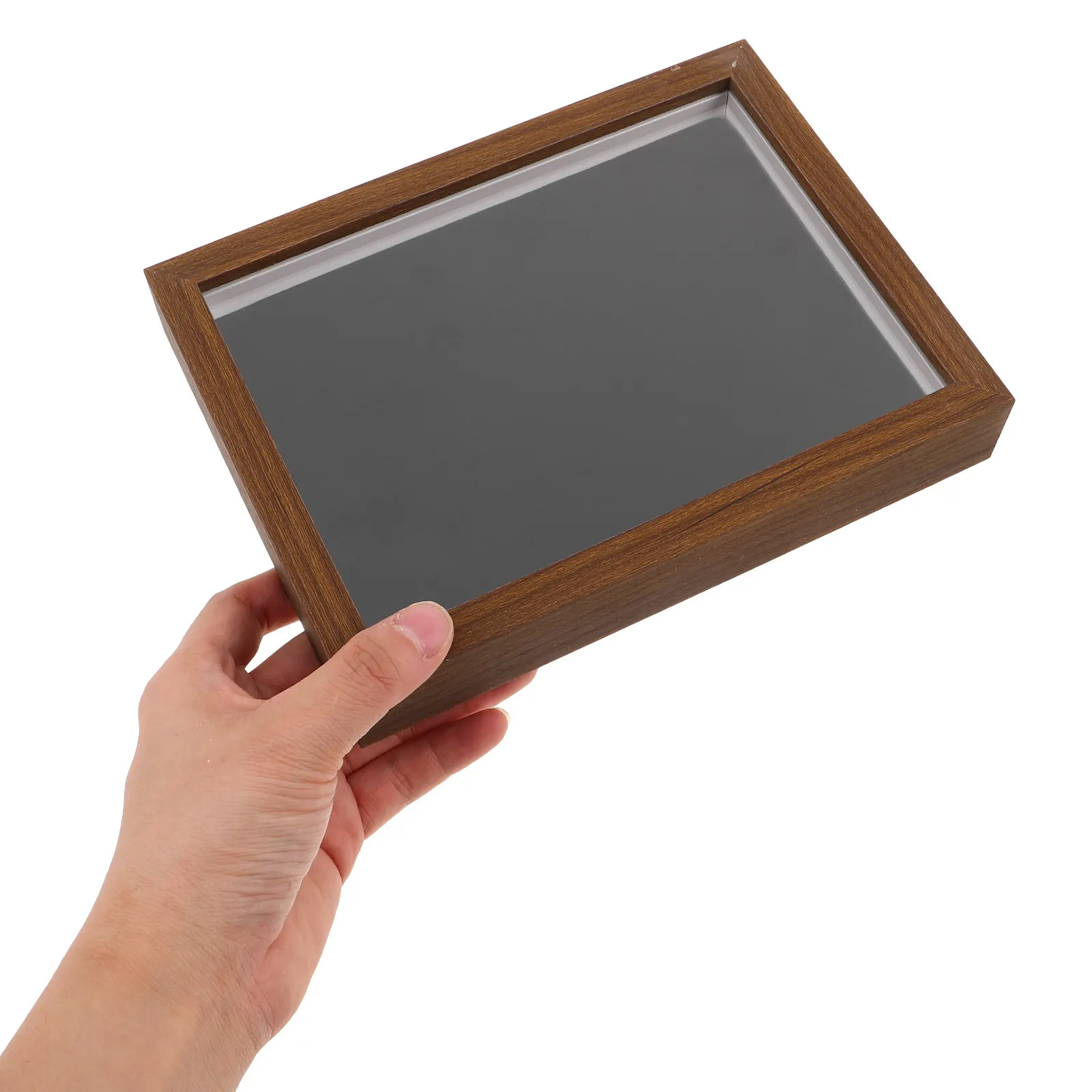 

Large Capacity Wood Grain Badge Organizer Box Transparent Pin Display Case Jewelry Medal Holder Brooch Collection Display Frame