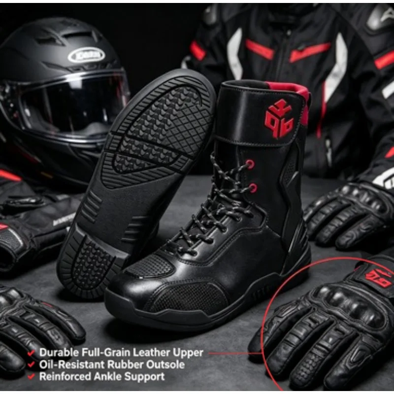 

Comfortable Motorcycle Riding Boots Anti-Fall Race Level Protection Boots Lightweight Non-Slip Wear-Resistant Rider Equipment