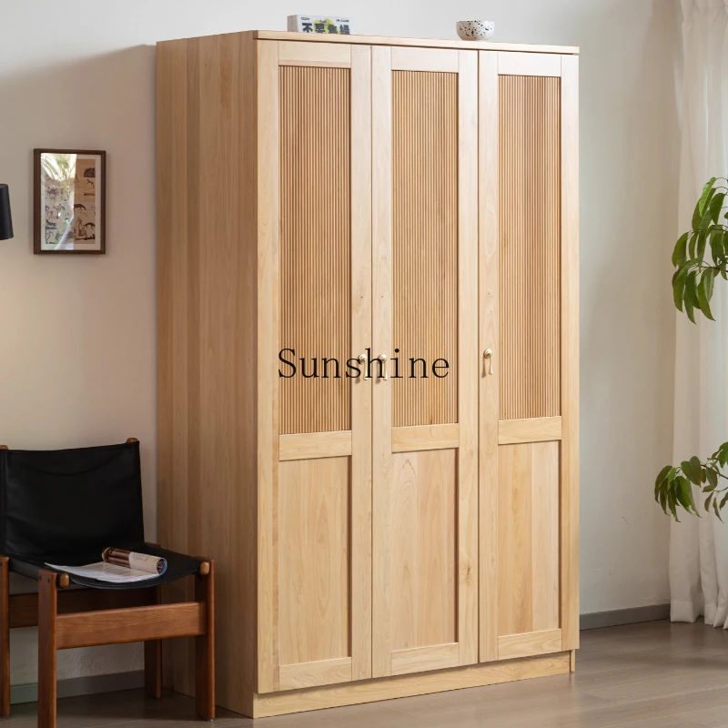 

Solid wood vertical strip locker simple bedroom furniture small apartment space saving wardrobe storage