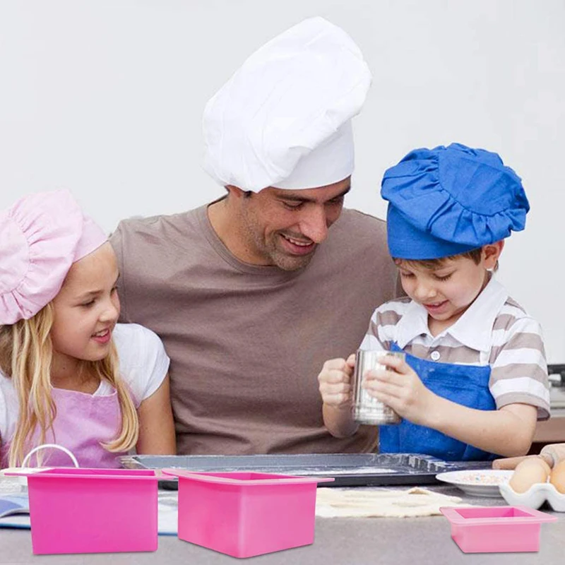 Non-Stick Square Baking Silicone Molds, Bread Pan Bakeware Tray for Cheese Cake Tier Cake Handmade Toast Mold Soap Mold