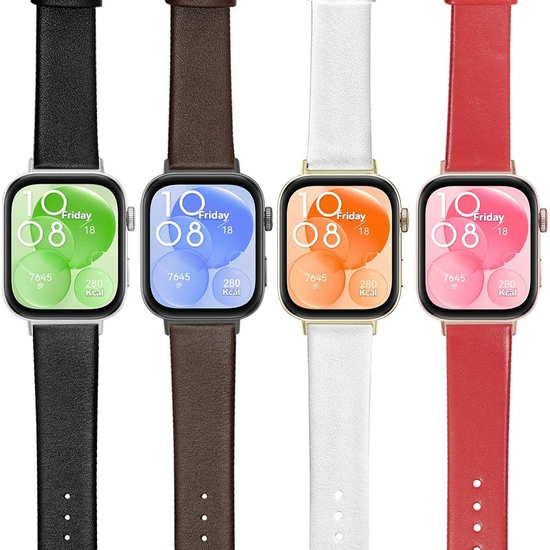 For Huawe Watch Fit3 Fit4 Leather Strap Sports Fit 3 Smart Watch Fit 4 Pro Wristband Ultra-thin Plain