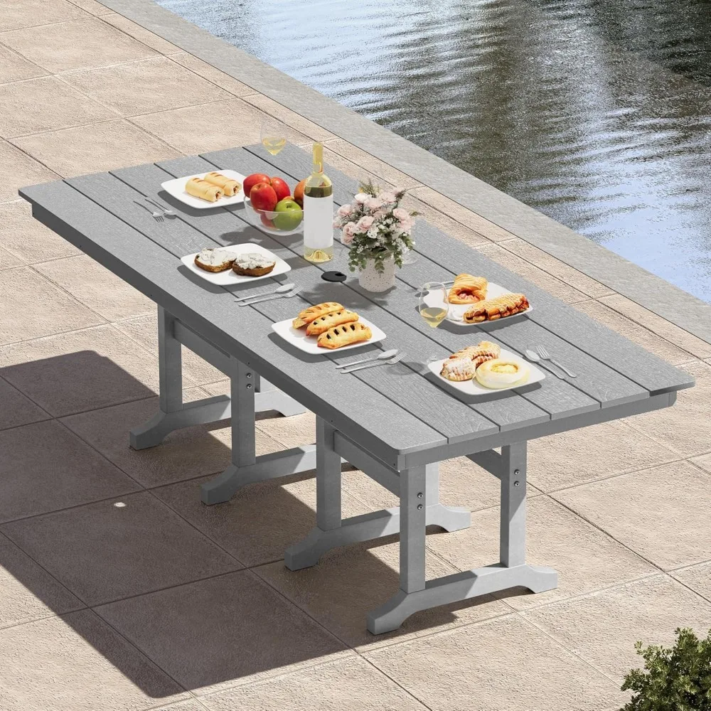 

HDPE Patio Dining Table for 6, 71" Outdoor Dining Table w/Max Bearing 165 LBS, All Weather Rectangular Patio Table w/1.57" Umbr