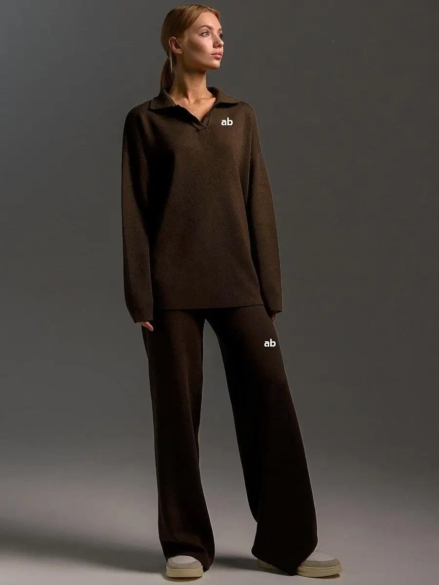 2026 New Style Collarless Casual Fashion Pullover Jumpsuit with Wide Leg Pants Two-Piece Women's Fitness Set