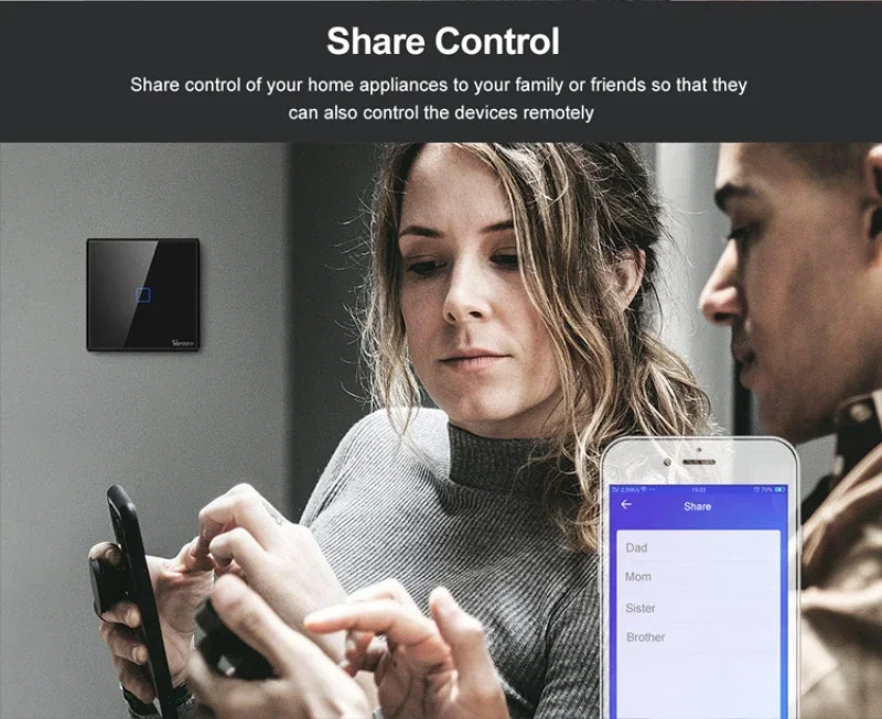 SONOFF T0/T1/T2/T3 UK Wifi/ 433mhz RF Smart Wall Touch Switch 1/2/3 Gang Remote Control Wifi Light Switches For Smart Home