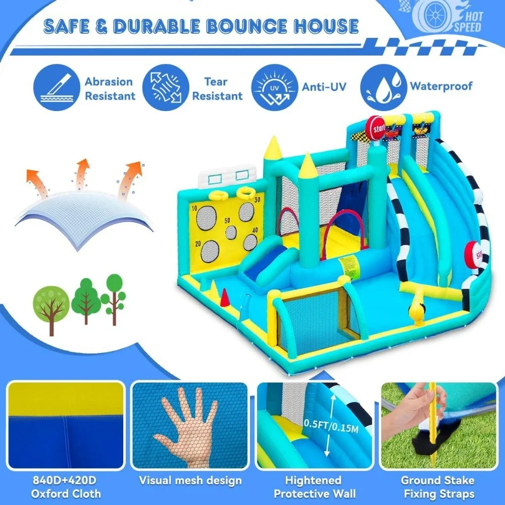 Надувной дом для прыжков с двойными водными горками и воздуходувкой, очень большой отказовный замок для детей, бассейна, прыжков, скалолазания