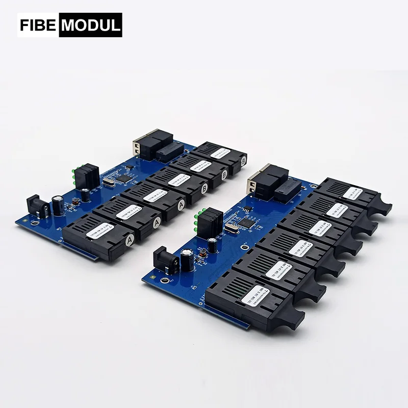 Одномодовый оптоволоконный коммутатор 10/100M, обратный оптический медиаконвертер POE, 6 волокон, 2 RJ45 SC PCBA Borad Fast Ethernet-коммутатор, симплексный