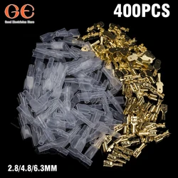 200/100PCS Spade Crimp Terminals Female Male Cold Crimping Connector Car Speaker Electrical Wire Connectors Set 2.8/4.8/6.3mm