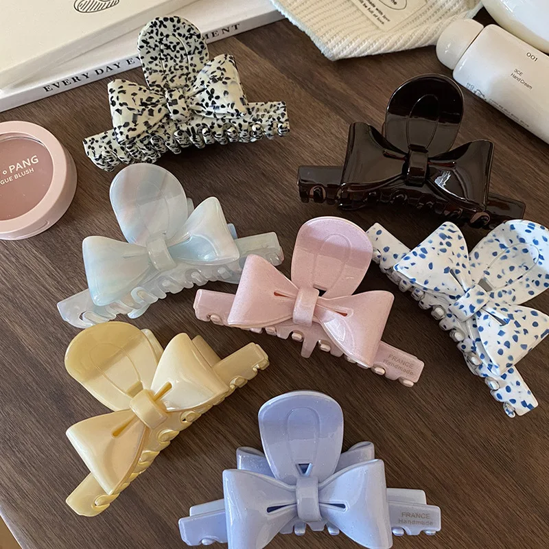 

Trendy Bow Crab Hair Clip for Women Acetate Marble Pattern Claw Clips Popular Hair Accessories Girls Hairpin Party Jewelry