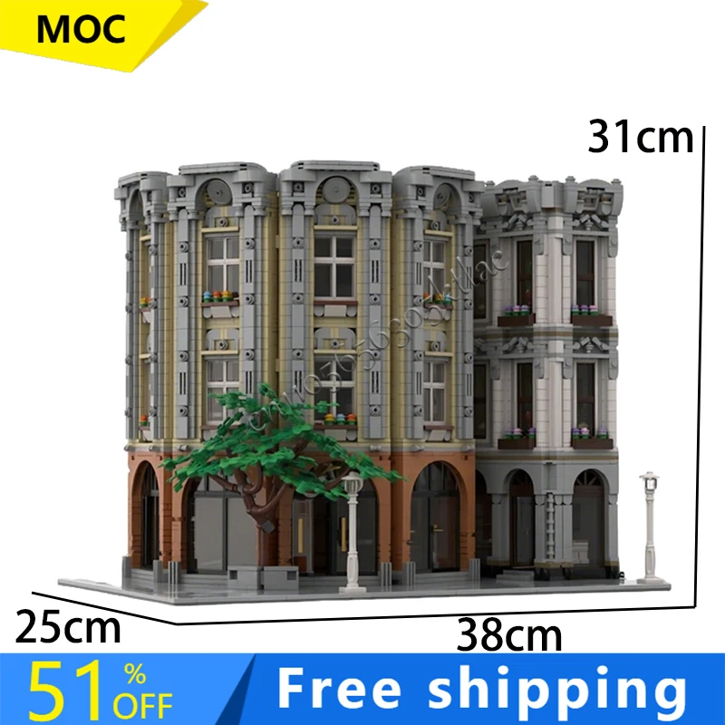6247Parts MOC City Street Views Modular Music Store and Fashion House Building Blocks Diy Educational Assembly Kid Birthday Gift