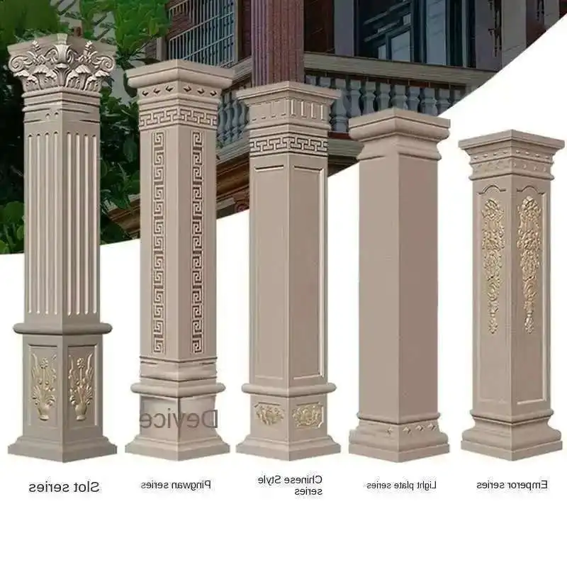 

European Decorative Roman Column Mold Villa Gate Cement Square Column Mation Embossed Flower Wall Decoration Square Column Model