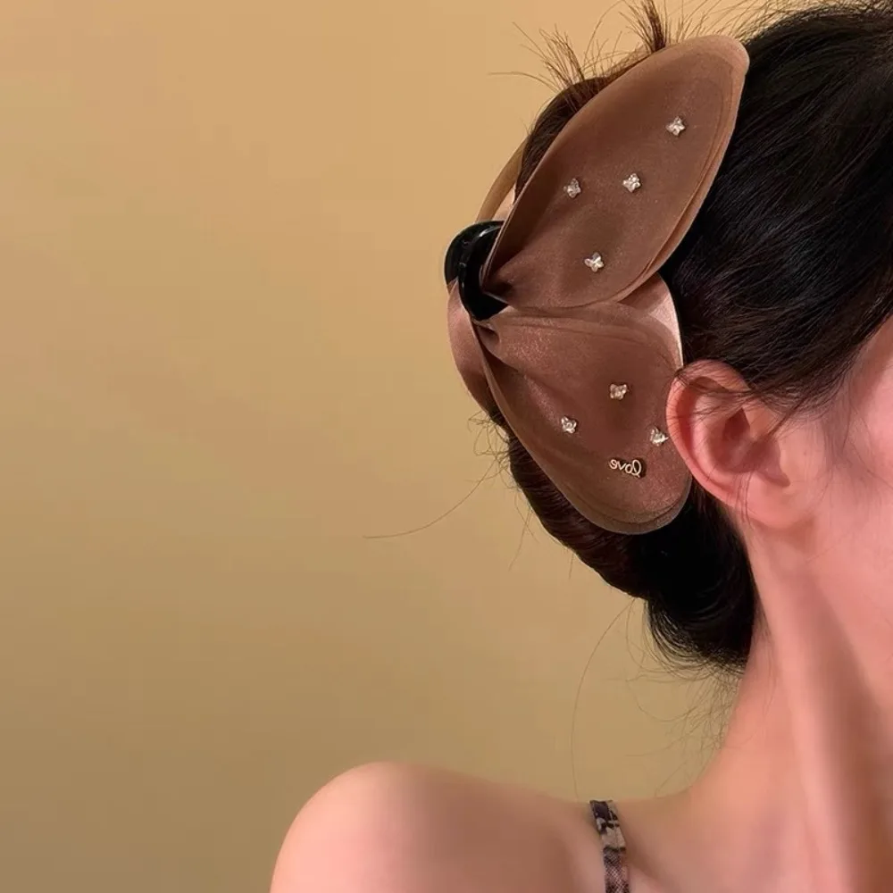 

Cloth Butterfly Petals Hair Claw Korean Style Sweet Rhinestone Mesh Shark Clip Headwear Hair Accessories Women Hairgrips Gifts