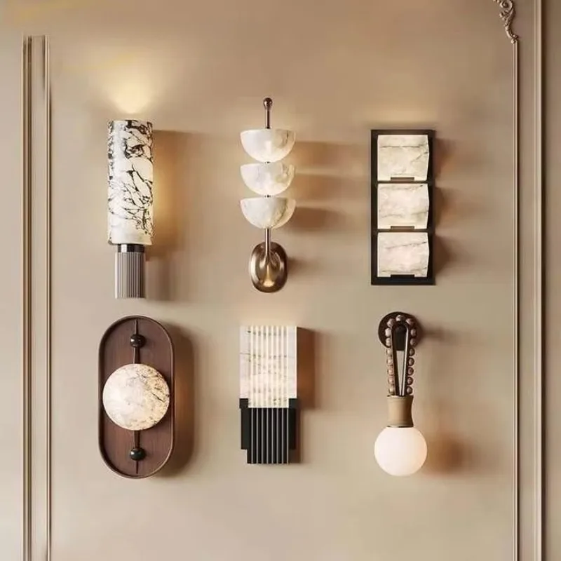 

Lighting Alabaster wall lamp Minimalist modern bedroom bedside marble living room