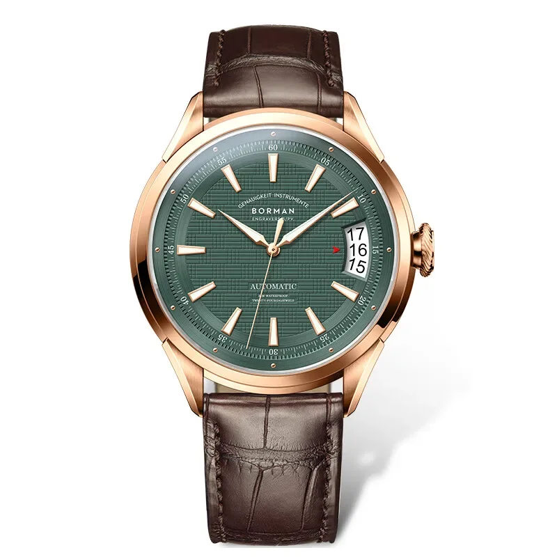 بورمان الرجال ساعة أوتوماتيكية فاخرة 42.5 مللي متر ساعة اليد الميكانيكية 50 متر مقاوم للماء الياقوت مرآة شبكة الطلب مضيئة تاريخ ويندوز