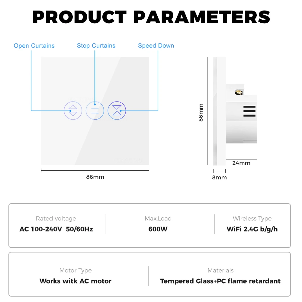 Tuya-Joli de Rideaux et de Stores WiFi Smart Life, Prise UE, Volet Roulant, Panneau Tactile, Commutateurs Électriques, Google Home, Alexa, Commande Vocale