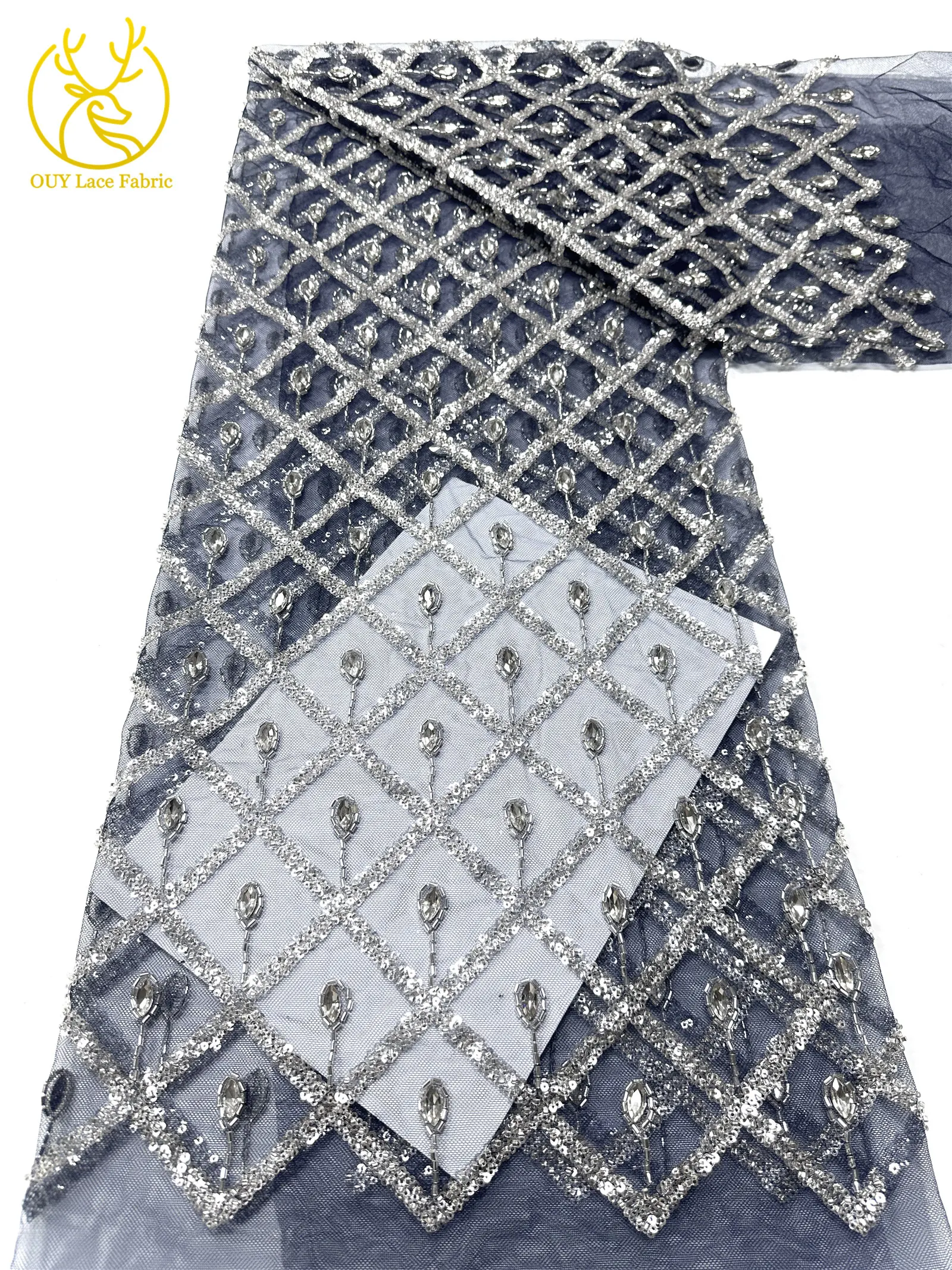Lo último en lujosa tela de encaje de tul con cuentas francesas, tela de encaje de lentejuelas africanas 2026, Material de costura para vestido de novia.